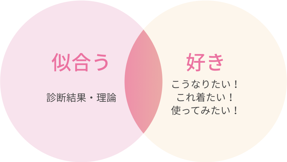 似合う「診断結果・理論」
好き「こうなりたい!これ着たい!使ってみたい!」